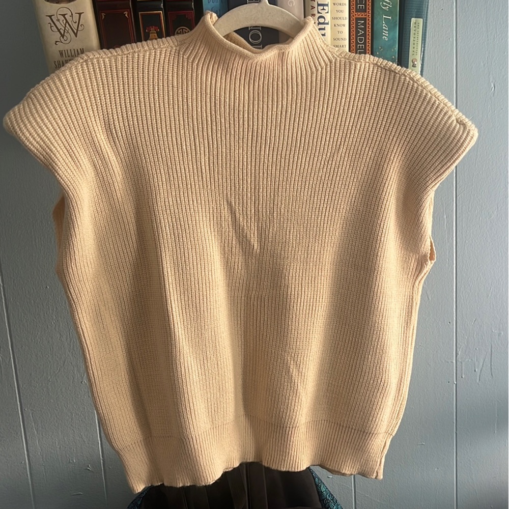 Cream Ribbed Women's Sweater